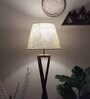Monica Wooden Floor Lamp with Jute Shade & Brown Base 