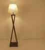 Monica Wooden Floor Lamp with Jute Shade & Brown Base