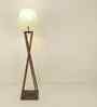 Monica Wooden Floor Lamp with Jute Shade & Brown Base