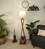 Monica Wooden Floor Lamp with Jute Shade & Brown Base 