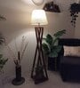 Monica Wooden Floor Lamp with Jute Shade & Brown Base 