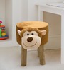 Monkey Fabric Kids Stool in Brown Colour