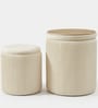 Mono Duo Ottomans In Velvet Fabric (Set of 2)
