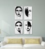 Portrait Set of 4 Canvas Wall Painting Black Frame