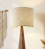 Monolith Wooden Floor Lamp with Brown Base and Jute Fabric Lampshade