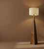 Monolith Wooden Floor Lamp with Brown Base and Jute Fabric Lampshade