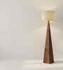 Monolith Wooden Floor Lamp with Brown Base and Jute Fabric Lampshade