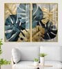 Monstera Leaves Acrylic Framed Art Panel (Set Of 2)
