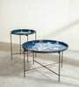 Montane Iron Nested Side Table In Blue Colour