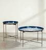 Montane Iron Nested Side Table In Blue Colour