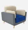 Montez Velvet 1 Seater Sofa in Blue & Beige Colour