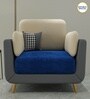 Montez Velvet 1 Seater Sofa in Blue & Beige Colour