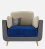 Montez Velvet 1 Seater Sofa in Blue & Beige Colour