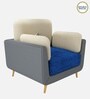Montez Velvet 1 Seater Sofa in Blue & Beige Colour