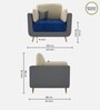 Montez Velvet 1 Seater Sofa in Blue & Beige Colour
