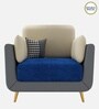 Montez Velvet 1 Seater Sofa in Blue & Beige Colour