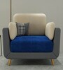 Montez Velvet 1 Seater Sofa in Blue & Beige Colour