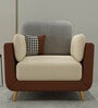 Montez Velvet 1 Seater Sofa in Brown & Beige Colour