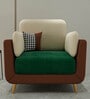 Montez Velvet 1 Seater Sofa in Green & Beige Colour
