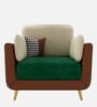 Montez Velvet 1 Seater Sofa in Green & Beige Colour