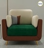 Montez Velvet 1 Seater Sofa in Green & Beige Colour