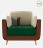 Montez Velvet 1 Seater Sofa in Green & Beige Colour