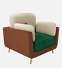 Montez Velvet 1 Seater Sofa in Green & Beige Colour