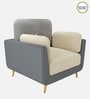 Montez Velvet 1 Seater Sofa in Grey & Beige Colour