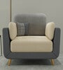 Montez Velvet 1 Seater Sofa in Grey & Beige Colour