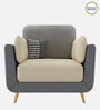 Montez Velvet 1 Seater Sofa in Grey & Beige Colour