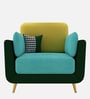 Montez Velvet 1 Seater Sofa in Turquoise & Green Colour