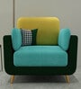 Montez Velvet 1 Seater Sofa in Turquoise & Green Colour