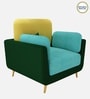 Montez Velvet 1 Seater Sofa in Turquoise & Green Colour