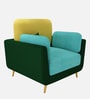 Montez Velvet 1 Seater Sofa in Turquoise & Green Colour