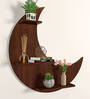 Moon Backlit Design Walnut Wood Wall Shelf
