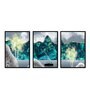 Moon Multicolour Canvas & MDF (Set of 3) Framed Art Panels