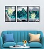 Moon Multicolour Canvas & MDF (Set of 3) Framed Art Panels