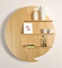 Moon Shape Designer Wooden Wall Shelf
