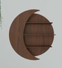 Moon Shape Designer Wooden Wall Shelf / Book Shelf, Walnut Finish