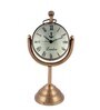 Moon Stand Analog Brown Brass Table Clock