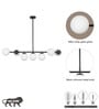 Moonlight Modern Linear 7-Light Chandelier With Black Finish And Globe Shades