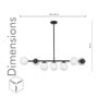 Moonlight Modern Linear 7-Light Chandelier With Black Finish And Globe Shades