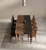 Moonlit Aera Teak Wood 8 Seater Dining Table in Black and Oak Finish