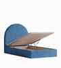 Moonrise Boucle Kids Twin Bed With Hydraulic Storage In Denim Blue  Colour