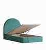 Moonrise Boucle Kids Twin Bed With Hydraulic Storage In Green Colour