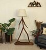 MoonWalker Wooden Floor Lamp with Jute Shade & Brown Base