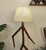 MoonWalker Wooden Floor Lamp with Jute Shade & Brown Base