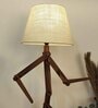 MoonWalker Wooden Floor Lamp with Jute Shade & Brown Base
