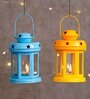Mordern Blue Iron (Set of 2) Hanging Tea Light Holder