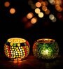 Mordern Multicolor Glass (Set of 2) Table Tea Light Holder